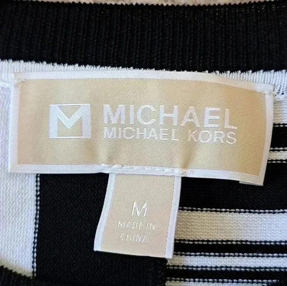 Michael Kors Short Sleeve Top Black and White Women's Size Medium - Picture 9 of 12